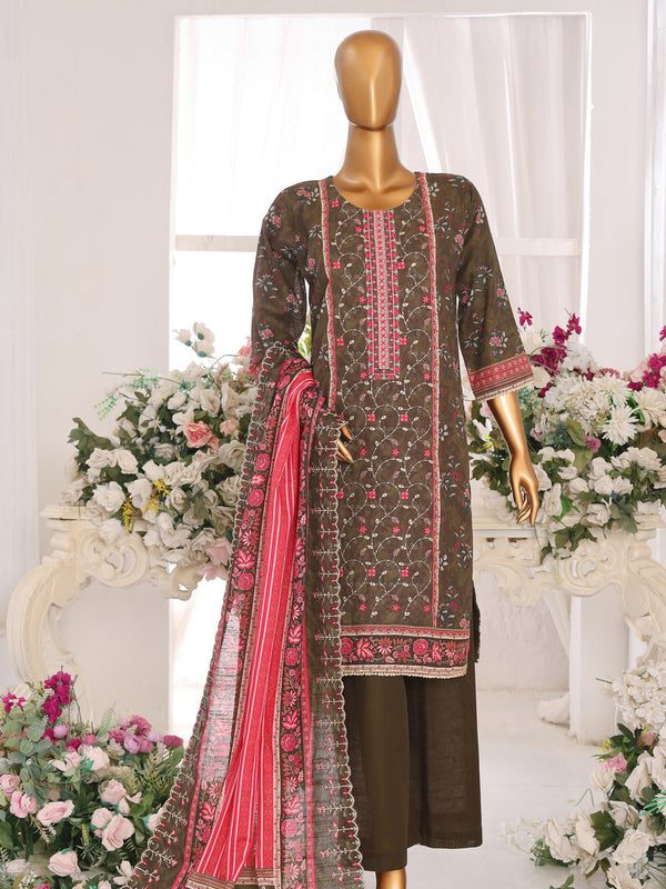 Dilkush v1 By MTF Digital Printed Embroidered Slub Khaddar | Unstitched Suit D06
