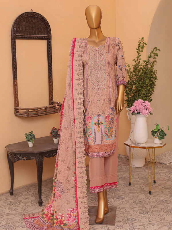 Style Elegant By MTF Digital Printed Embroidered Lawn | Unstitched Suit D06