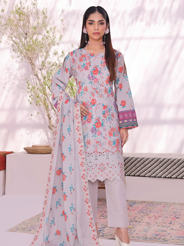 Amaya By MTF Digital Printed Embroidered Pima Cotton Collection | Unstitched Suit D06