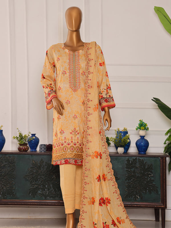 Shahla By MTF Digital Printed Slub Embroidered Cambric | Unstitched Suit D06