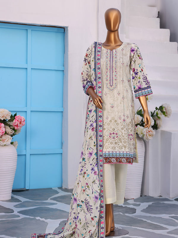 Safira By MTF Digital Printed Heavy Embroidered Doria Cotton Collection | Unstitched Suit D06