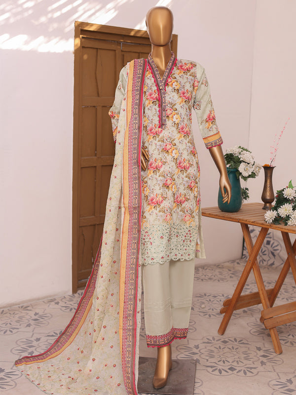 Emma Rose By MTF Digital Printed Embroidered Chikankari Lawn | Unstitched Suit D06