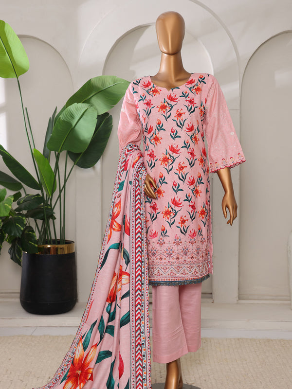 Sitara By MTF Digital Printed Embroidered Slub Khaddar Shirt with Embroidered Sleeves | Unstitched Suit D06