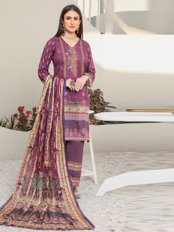 Rang Reet Embroidered 03 Pcs Unstitched Suit D01