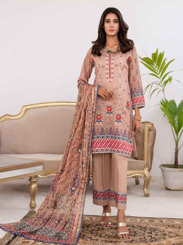 Serena Embroidered 03 Pcs Unstitched Suit D03