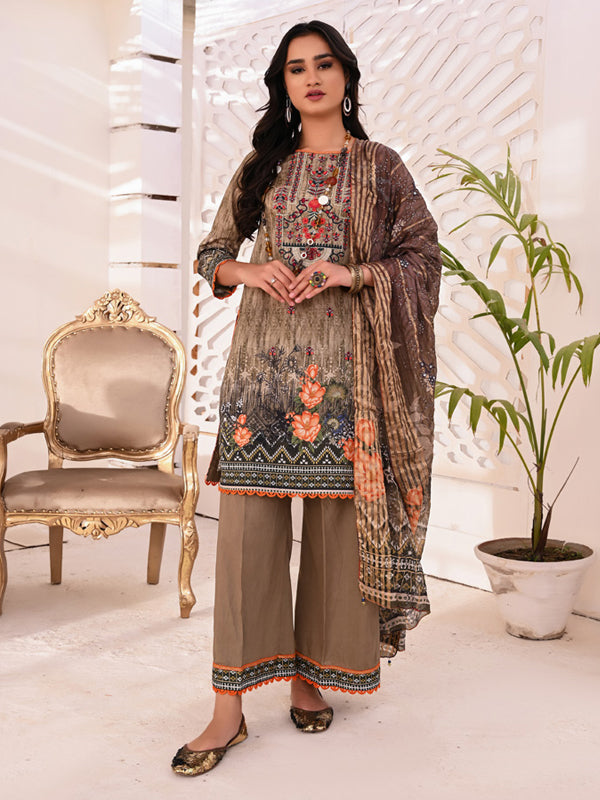 Trend Couture Embroidered 03 Pcs Unstitched Suit D01