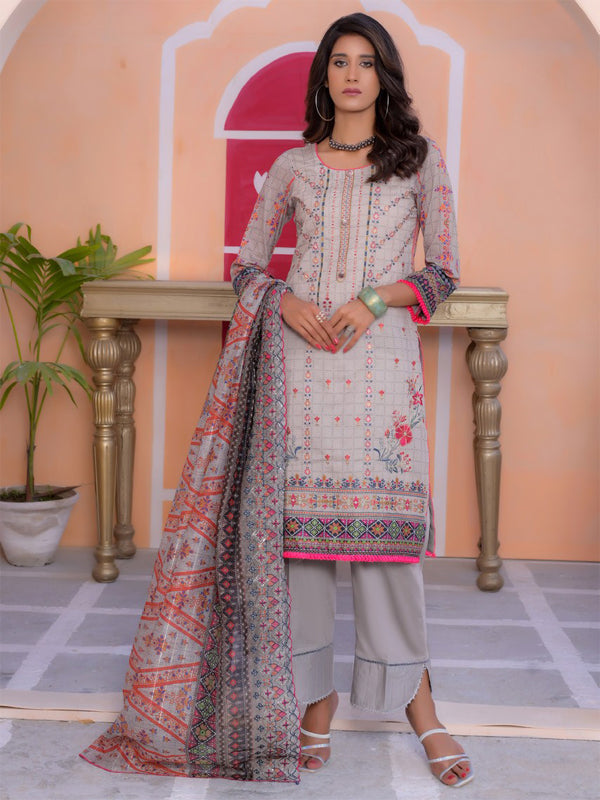 Gardenia Embroidered 03 Pcs Unstitched Suit D02