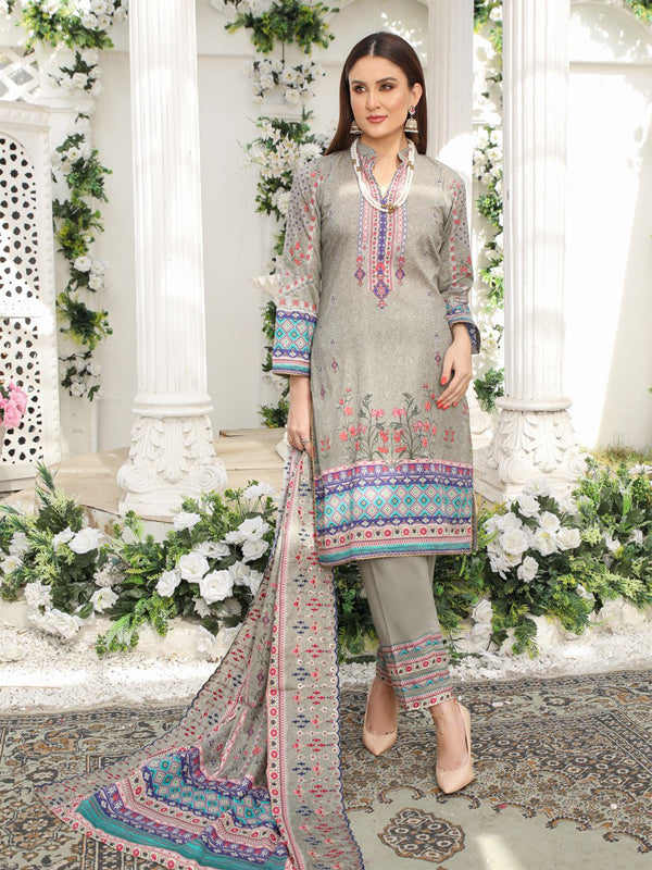 Beautiful Life Embroidered 03 Pcs Unstitched Suit D10