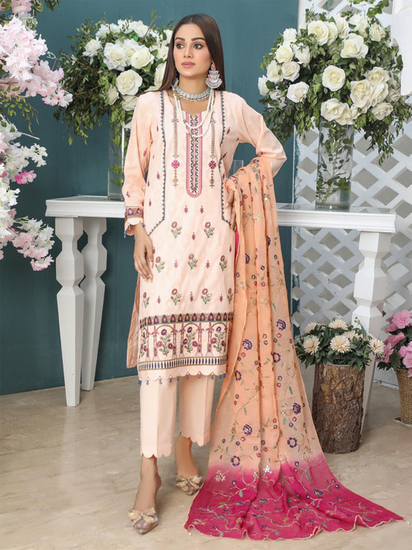 Jardin Embroidered 03 Pcs Unstitched Suit D02