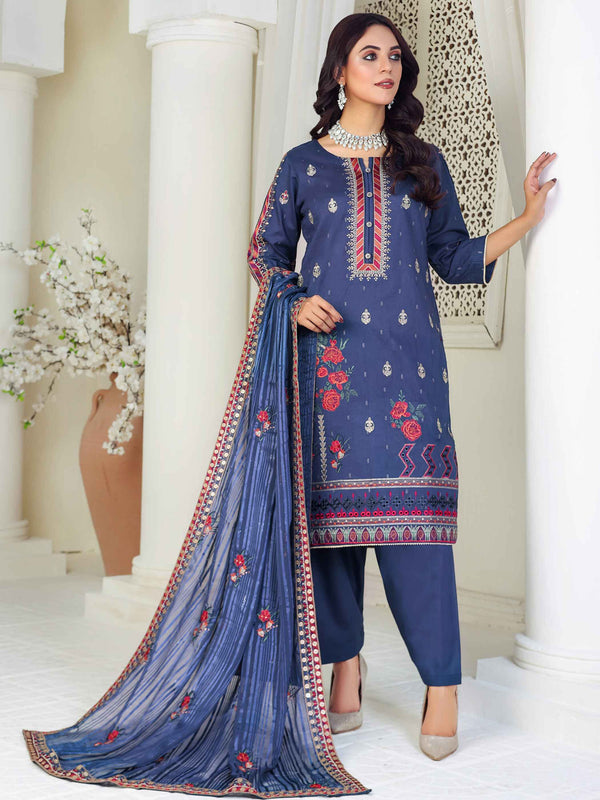 AROSHI Embroidered Cotton 03 Pcs Unstitched Suit 04-Winter Collection