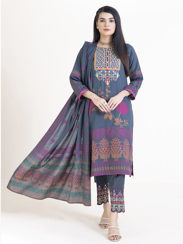 Grace And Glam Embroidered 03 Pcs Unstitched Suit D06