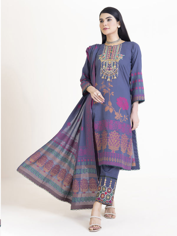 Grace And Glam Embroidered 03 Pcs Unstitched Suit D03