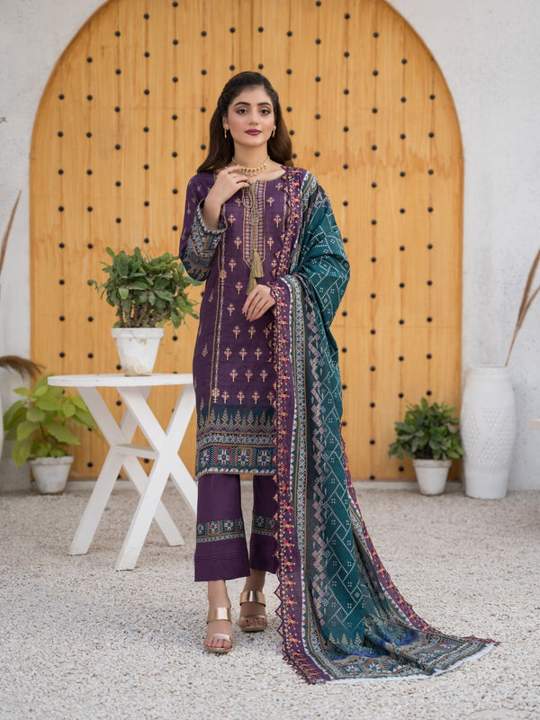 Being You By MTF Embroidered Cambric 03 Pcs Unstitched Suit D08 - Winter Collection