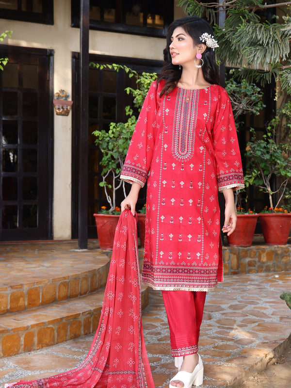 Shirley Digital Printed Embroidered Lawn 03 Pcs Unstitched Suit D01-Summer Collection