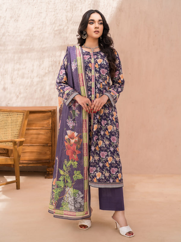 The Season of Style By MTF Printed Cotton 03 Pcs Unstitched Suit D01 - Winter Collection