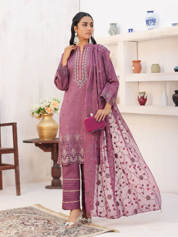 Amber Fancy Embroidered cotton 03 Pcs Unstitched Suit D03-Winter Collection
