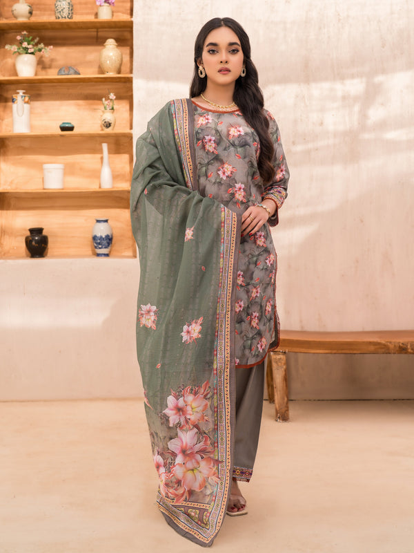 The Season of Style By MTF Printed Cotton 03 Pcs Unstitched Suit D03 - Winter Collection