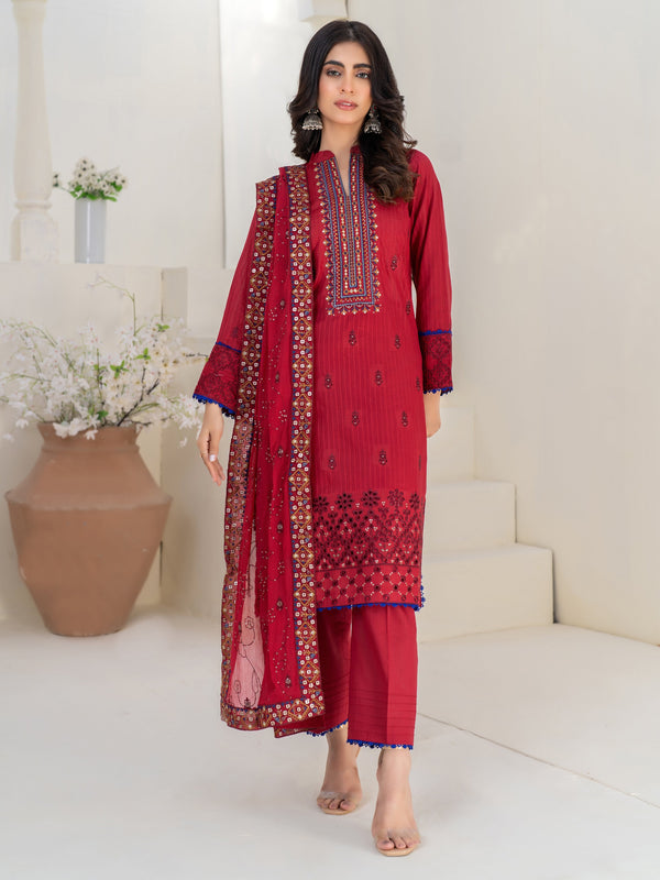 Life In Color By MTF Embroidered Cotton 03 Pcs Unstitched Suit D03 - Winter Collection