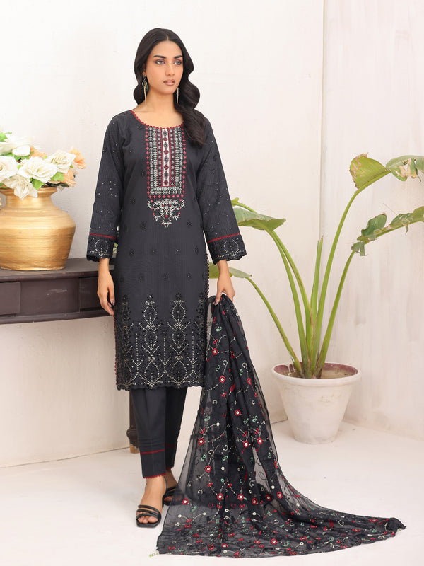 Amber Fancy Embroidered cotton 03 Pcs Unstitched Suit D04-Winter Collection