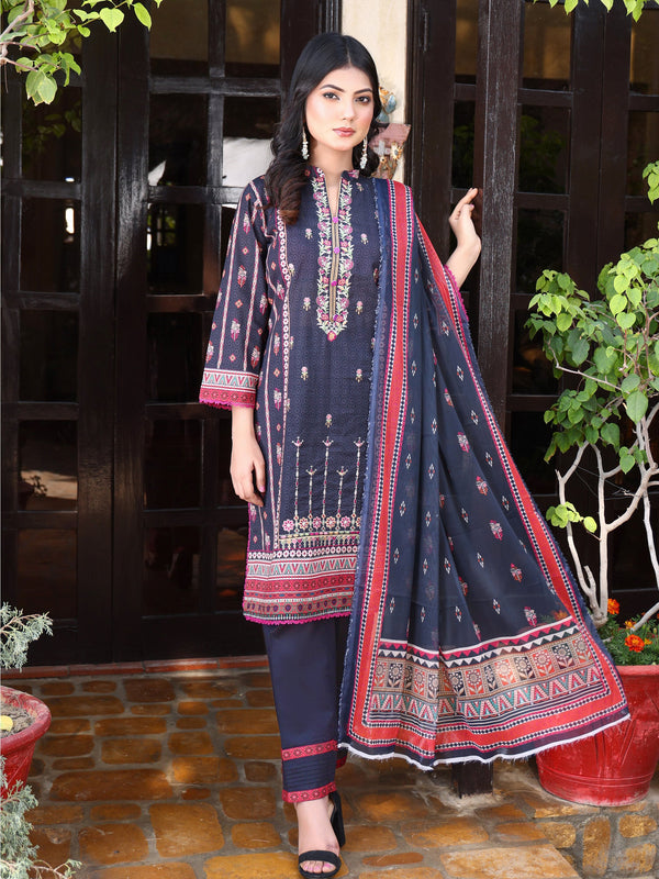 Shirley Digital Printed Embroidered Lawn 03 Pcs Unstitched Suit D04-Summer Collection