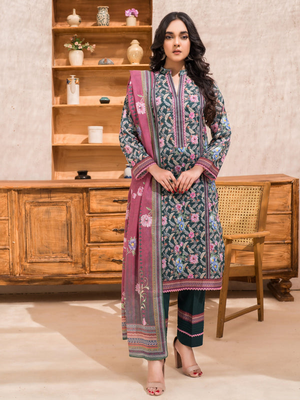 The Season of Style By MTF Printed Cotton 03 Pcs Unstitched Suit D04 - Winter Collection
