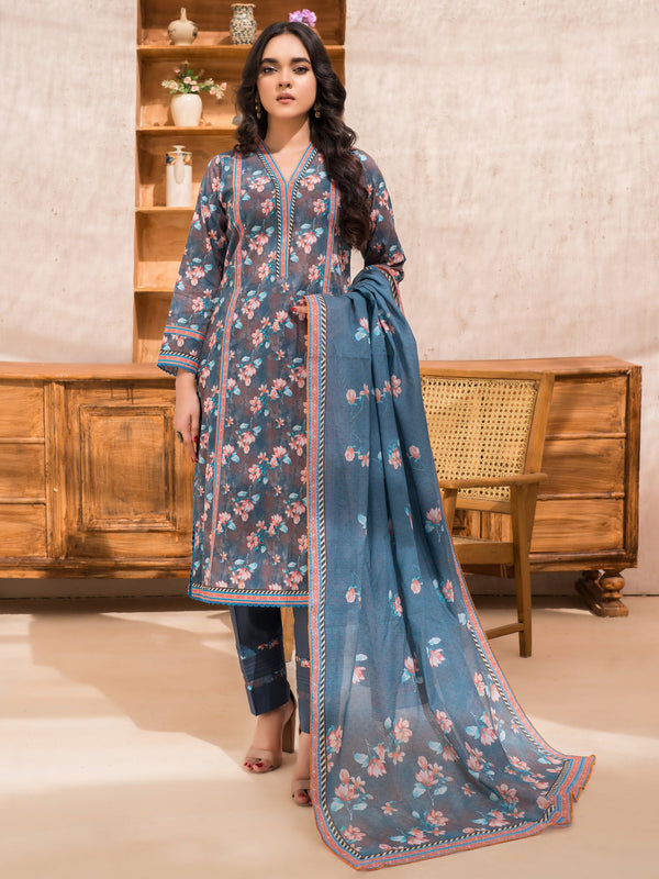 The Season of Style By MTF Printed Cotton 03 Pcs Unstitched Suit D06 - Winter Collection