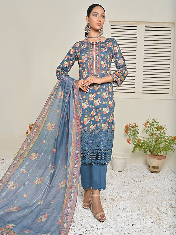 Gul-e-Bahar By MTF Chikankari Cotton 03 Pcs Unstitched Suit D05 - Winter Collection