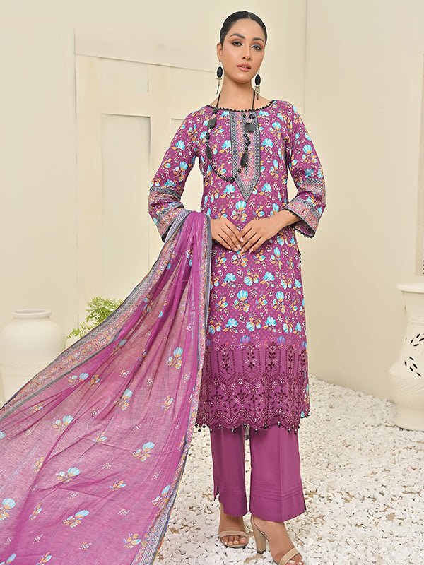 Gul-e-Bahar By MTF Chikankari Cotton 03 Pcs Unstitched Suit D01 - Winter Collection