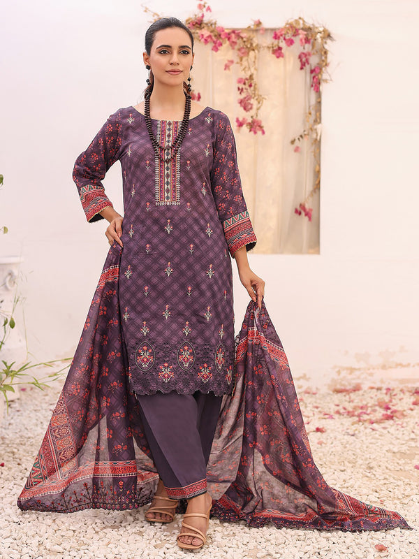 Aabirah Vol 2 By MTF Digital Printed Embroidered Lawn 03 Pcs Unstitched Suit D03 - Summer Collection