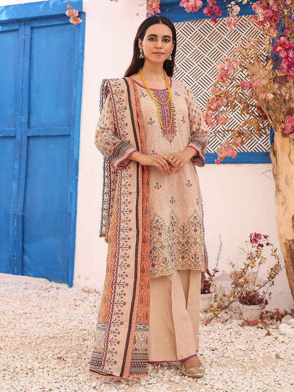 Aabirah Vol 2 By MTF Digital Printed Embroidered Lawn 03 Pcs Unstitched Suit D04 - Summer Collection