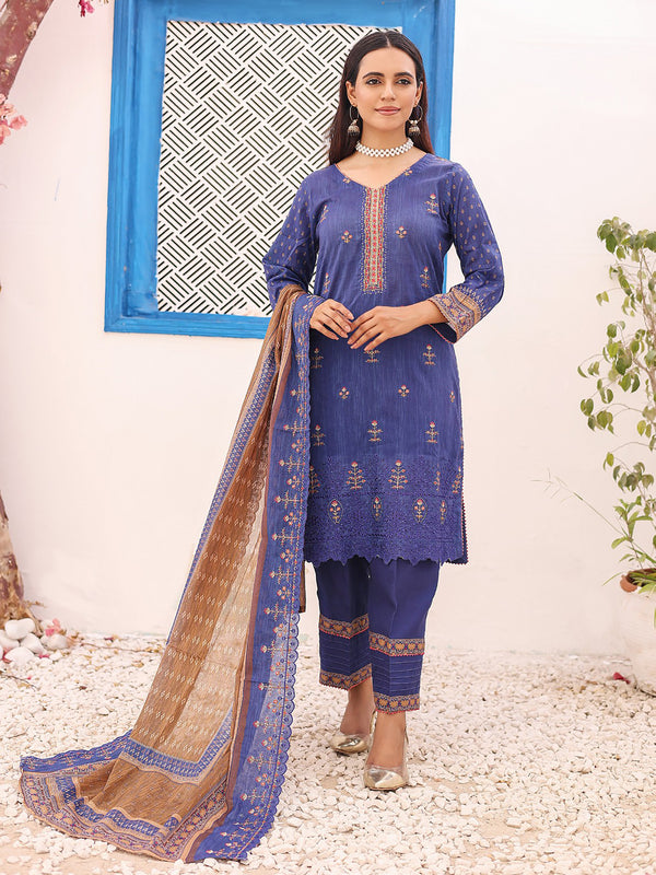 Aabirah Vol 2 By MTF Digital Printed Embroidered Lawn 03 Pcs Unstitched Suit D05 - Summer Collection