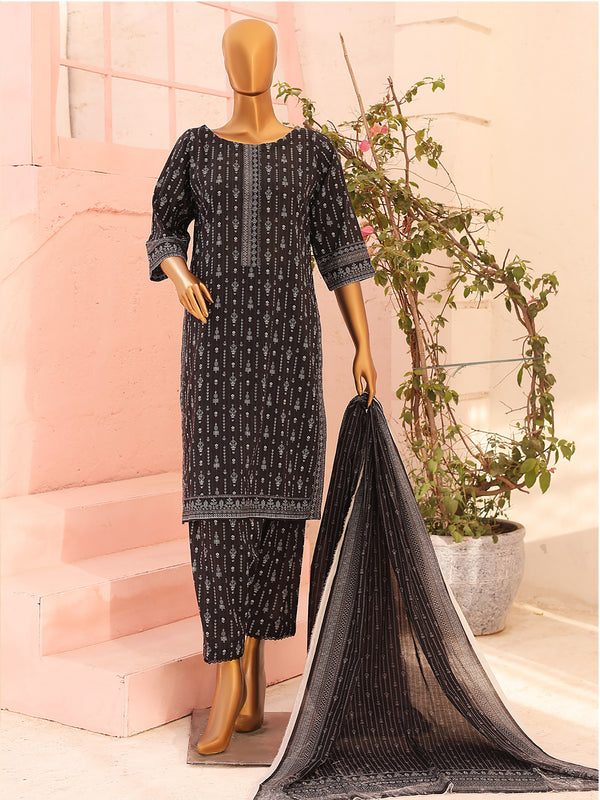 Black Obsession By MTF Digital Printed Lawn 03 Pcs Unstitched Suit D02 - Summer Collection