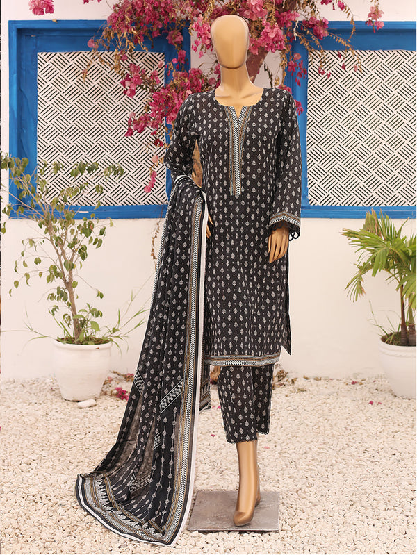 Black Obsession By MTF Digital Printed Lawn 03 Pcs Unstitched Suit D04 - Summer Collection