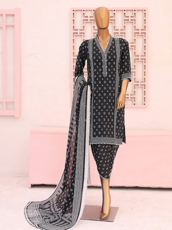 Black Obsession By MTF Digital Printed Lawn 03 Pcs Unstitched Suit D01 - Summer Collection