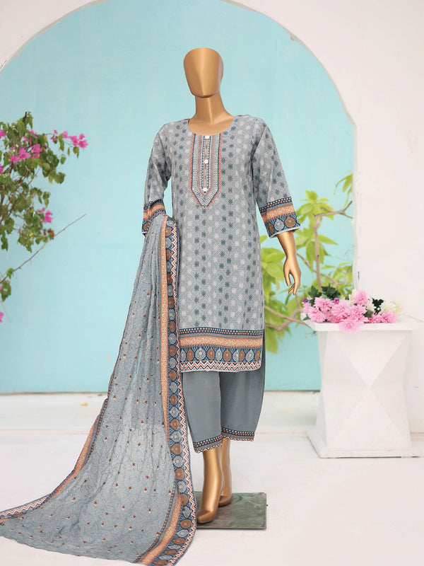 Classics By MTF Digital Printed Cotton 03 Pcs Unstitched Suit D03