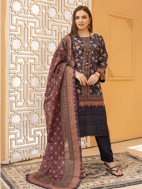 Gul-e-Bahar Vol 2 By MTF Chikankari Lawn 03 Pcs Unstitched Suit D03 - Summer Collection