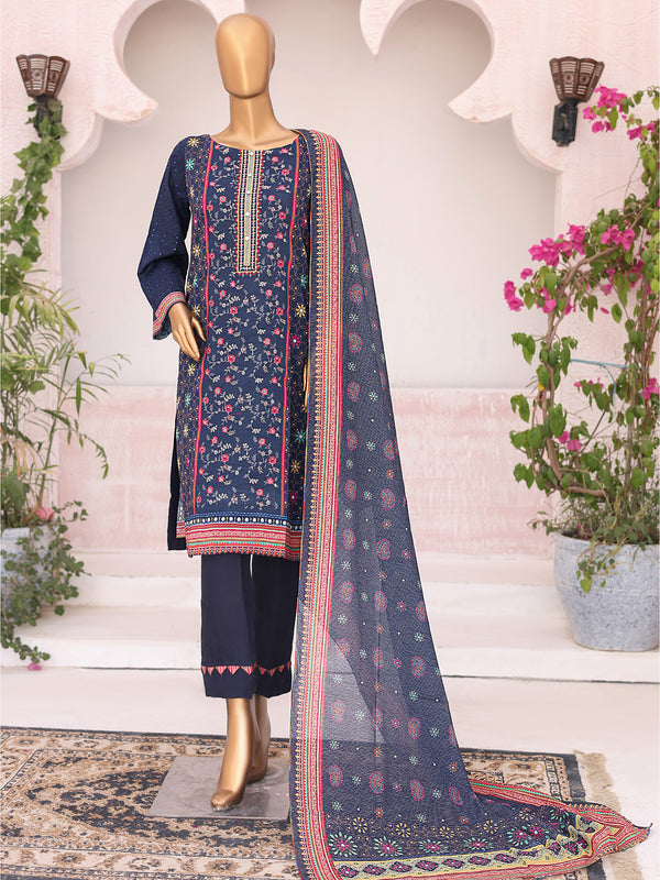 Serena By MTF Digital Printed Embroidered Lawn 03 Pcs Unstitched Suit D02 - Summer Collection