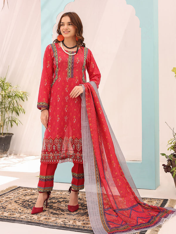 SUI DHAGA VOL 2 By MTF Digital Printed Embroidered Minakari Lawn 03 Pcs Unstitched Suit D02