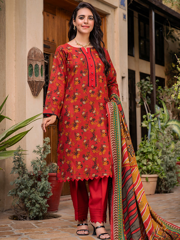 Winter Garden By MTF Digital Printed 03 Pcs Unstitched Suit D04 - Winter Collection