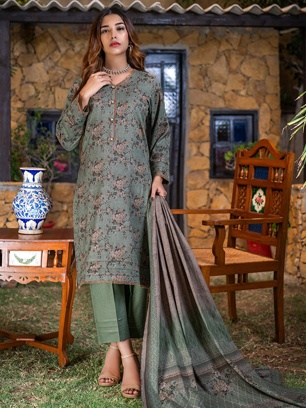 Winter Garden By MTF Digital Printed 03 Pcs Unstitched Suit D08 - Winter Collection